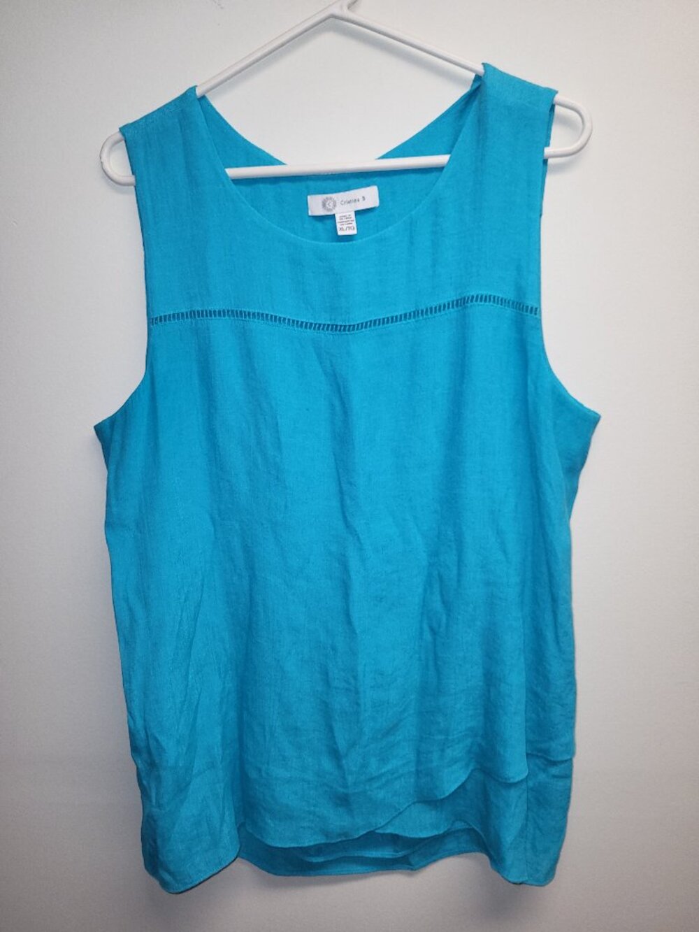 Cristina B Bright Turquoise Blue Sleeveless Tank Top Blouse Size XL